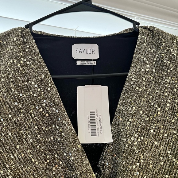 Saylor Juanita-GOLD Small Lightweight Gold Sequin Dress NWT - Picture 7 of 8